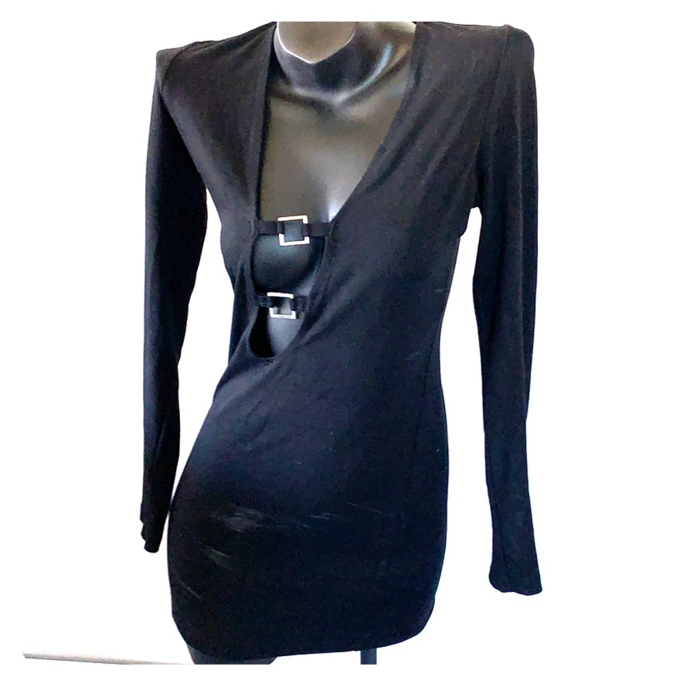 Black Long-sleeved Mini-dress - MOTEL - sz small